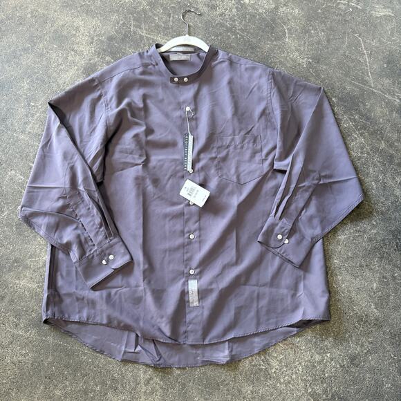 New Vintage Geoffrey Beene Grandad Shirt Mens 18 Gray Long Sleeve 90s Minimalist - Picture 1 of 8